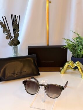 Carolina Lemke Women's Smoky Brown Gradient Round Sunglasses
